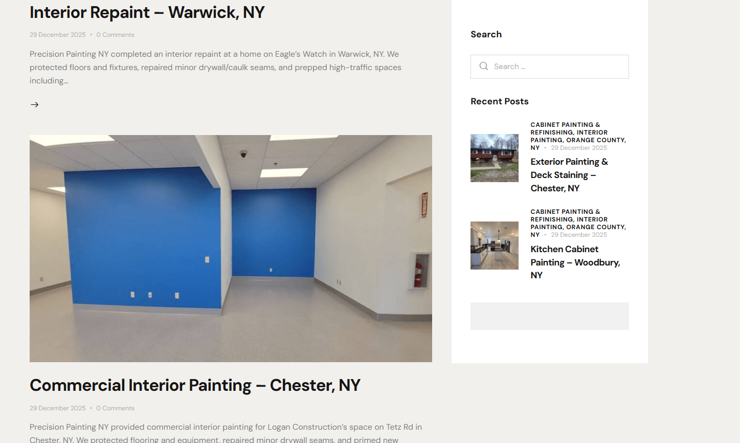 Blog Page format created for Painting Company