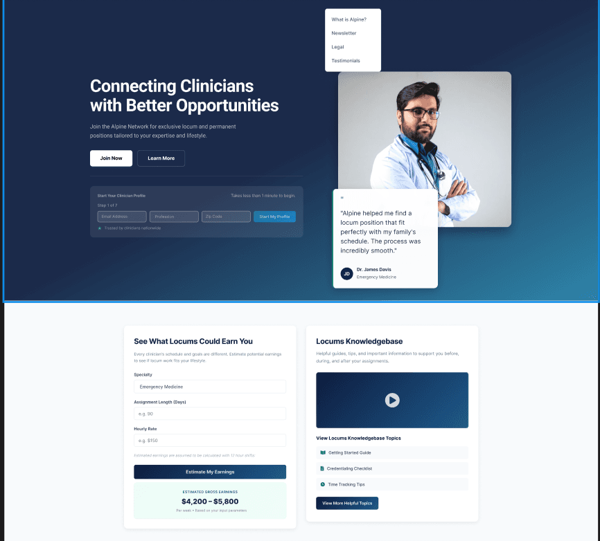 Medical Website home page designed to convert
