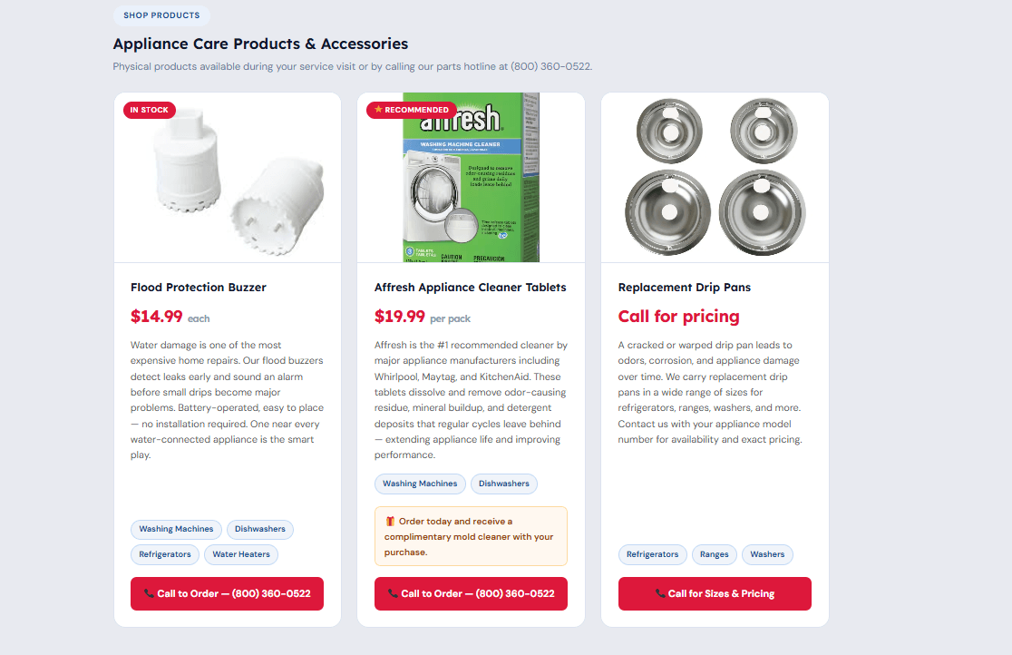 Simple product and package showcasing for Appliance Repair